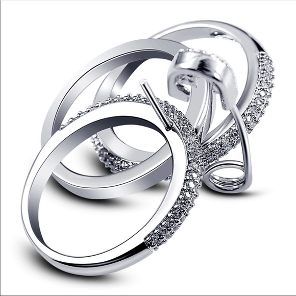 New Ring Set With Pin Cubic Zircon Pave Setting - Picture 5 of 5